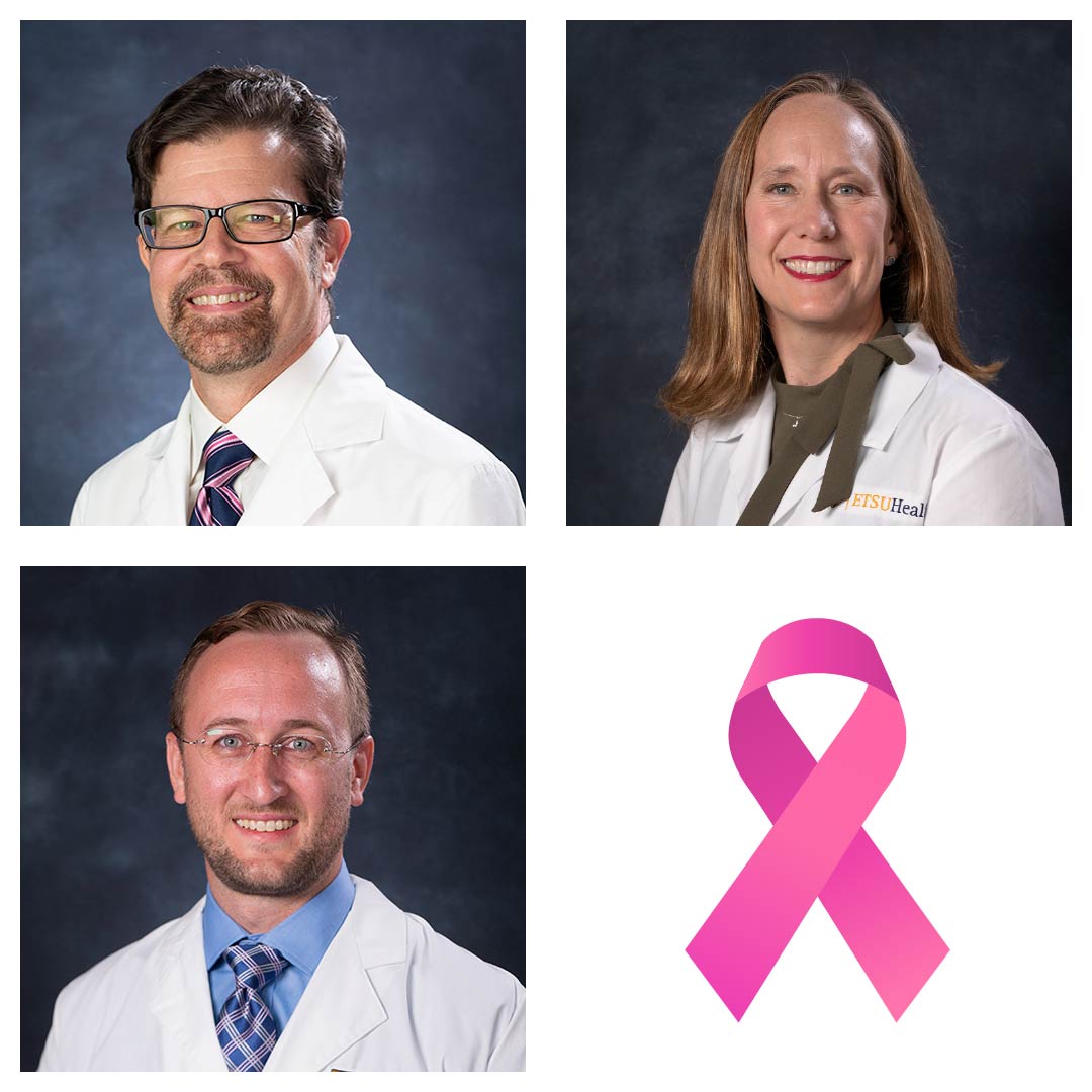 Drs. Haynes, Scott and Powers and a pink ribbon.