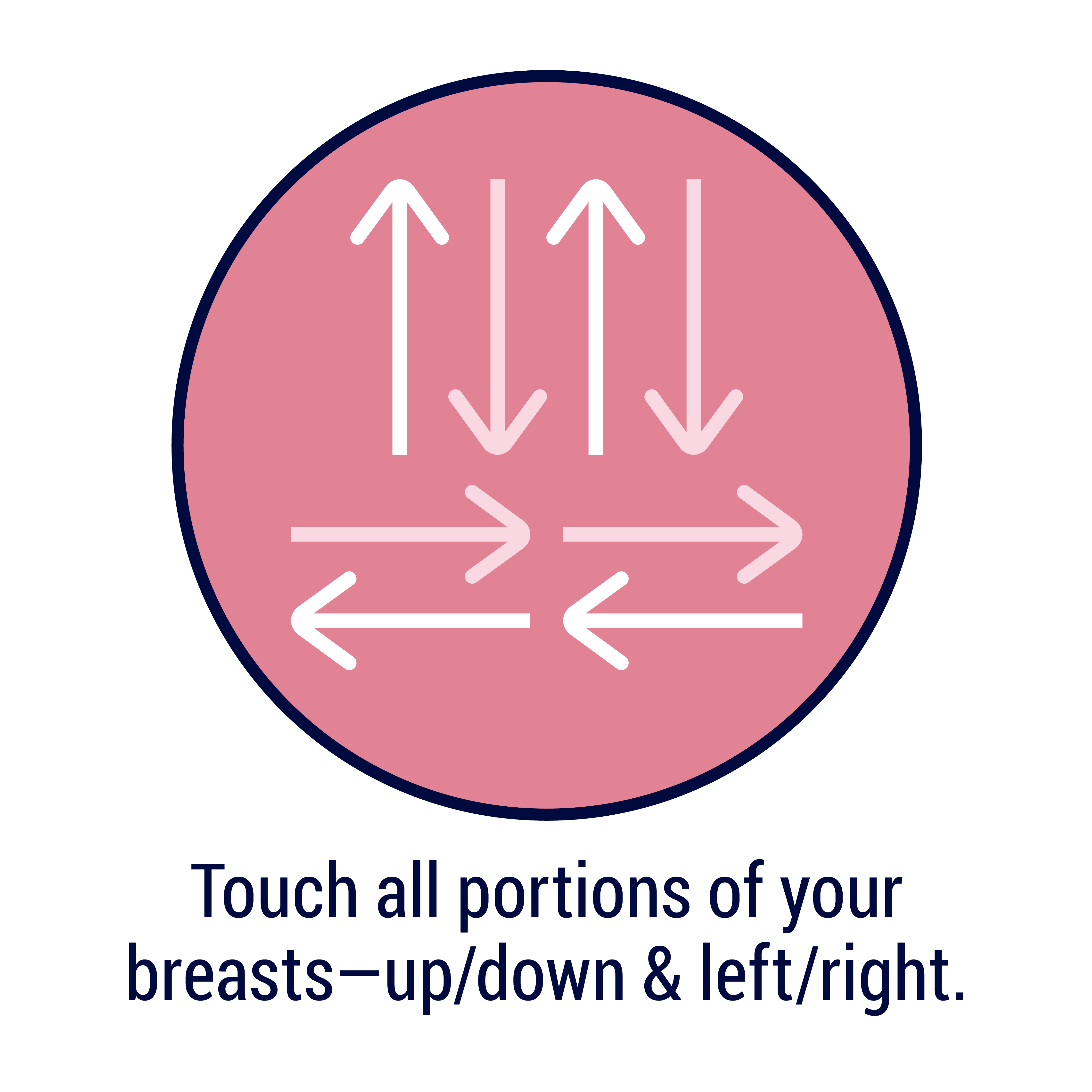 Touch all portions of your breasts-up/down & left/right.