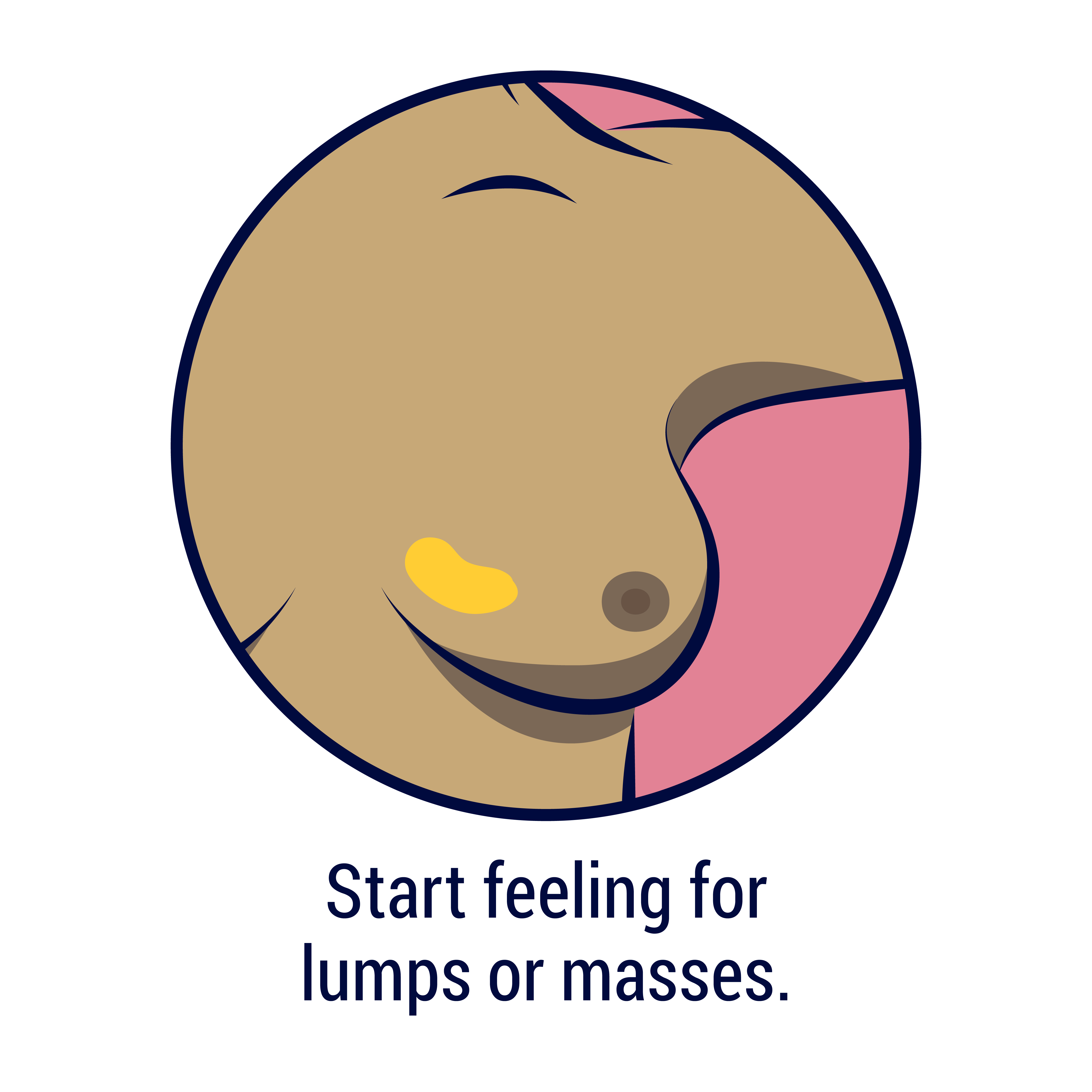 Start feeling for lumps or masses.